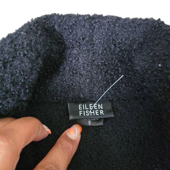 Eileen Fisher Wool Boucle Jacket Women's Small Black Long Sleeve Button Blazer C - Picture 4 of 6
